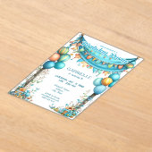 Whimsical Fun Teal Birthday  Acryl Uitnodigingen (Laagn)