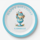Whimsical Fun Teal Birthday  Papieren Bordje (Voorkant)