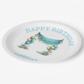 Whimsical Fun Teal Birthday  Papieren Bordje (Gekanteld)
