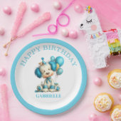 Whimsical Fun Teal Birthday Papieren Bordje (Feest)