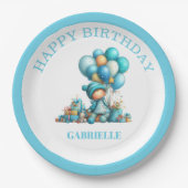 Whimsical Fun Teal Birthday  Papieren Bordje (Voorkant)