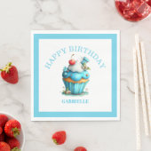Whimsical Fun Teal Birthday  Servet (Insitu)