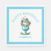 Whimsical Fun Teal Birthday  Servet (Voorkant)