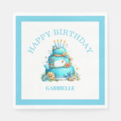 Whimsical Fun Teal Birthday  Servet (Voorkant)