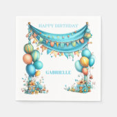 Whimsical Fun Teal Birthday  Servet (Voorkant)