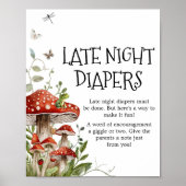 Whimsical Fungi Mushroom Herfst Late Night Luiers Poster (Voorkant)