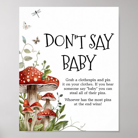 Whimsical Fungi Mushroom Herfst zeg niet Baby Poster (Voorkant)