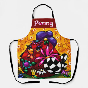 Whimsical Funky Chunky Floral Chicken Gepersonalis Schort