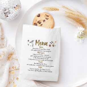 Whimsical Funky Decor Handgeschreven Wedding Menu Bedankzakje