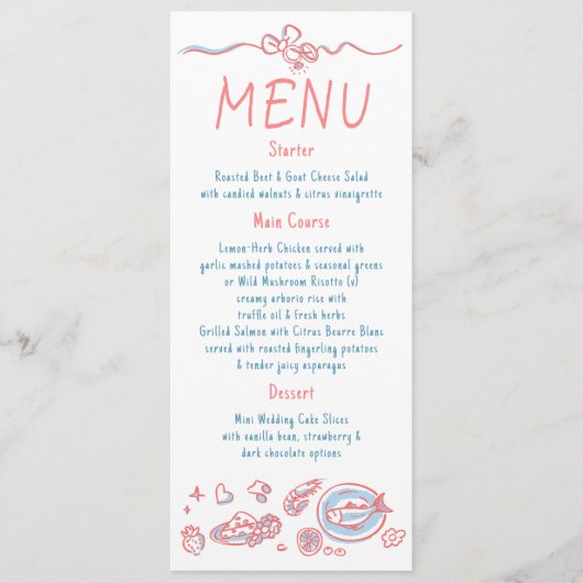 Whimsical Funky Decor Handwritten Wedding Menu (Devant)