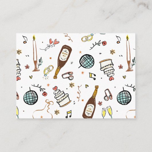 Whimsical Funky Hand getrokken bruiloft details QR Informatiekaartje (Achterkant)