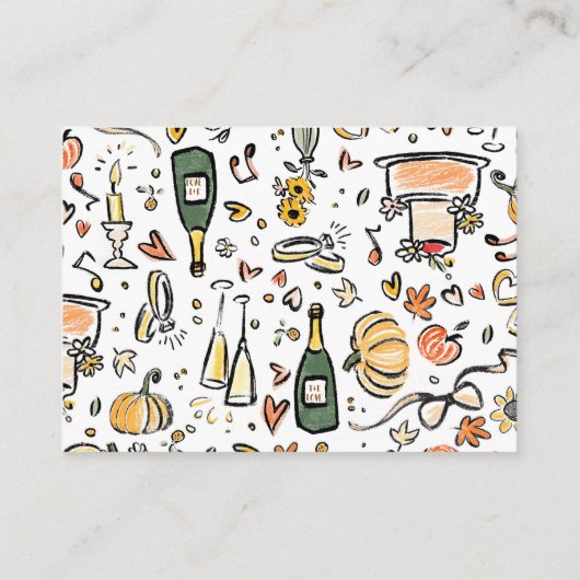 Whimsical Funky Hand getrokken herfst bruiloft det Informatiekaartje (Achterkant)