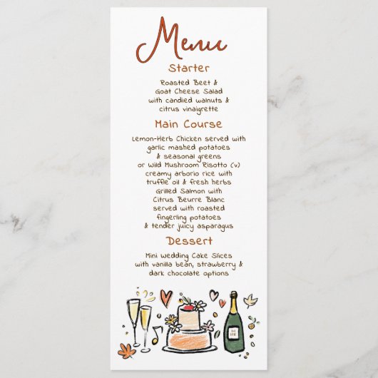 Whimsical Funky Handwritten Fall Wedding Menu (Devant)