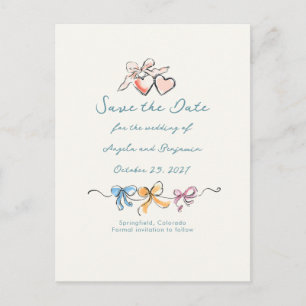 Whimsical funky met de hand getekende bogen save t aankondigingskaart