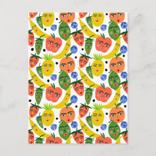 Whimsical Funny Fruit Salad Pattern Briefkaart