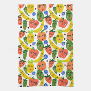 Whimsical Funny Fruit Salad Pattern Theedoek
