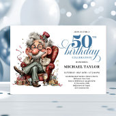 Whimsical Funny Man 50 Party Milestone Invitation Kaart