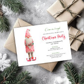 Whimsical Funny Pink Santa Festive Party Invites Kaart