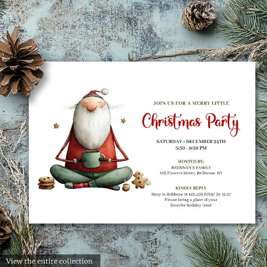 Whimsical Funny Santa Classic Christmas Invitation