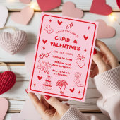 Whimsical Galentines Cupid & Galentine's Party Kaart