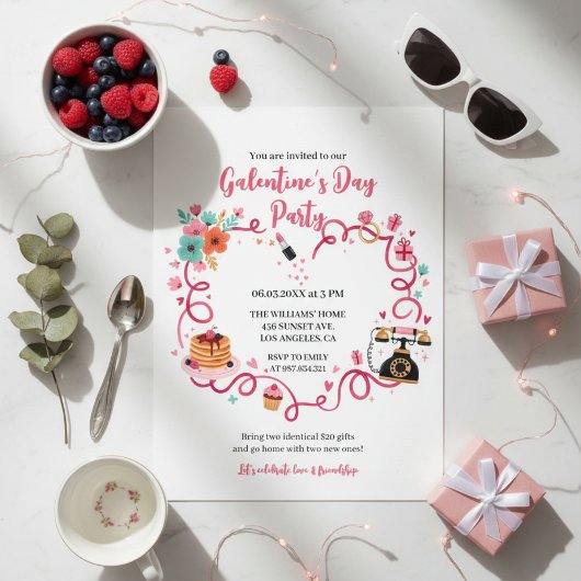 Whimsical Galentines Invitation Vintage Phone