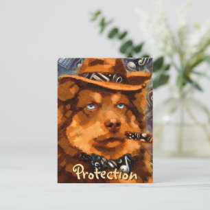 Whimsical Gangster Hond Retro Noir Blauwe Ogen Kun Briefkaart