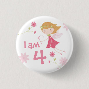 Whimsical Garden Fairy Birthday Age Badge Button