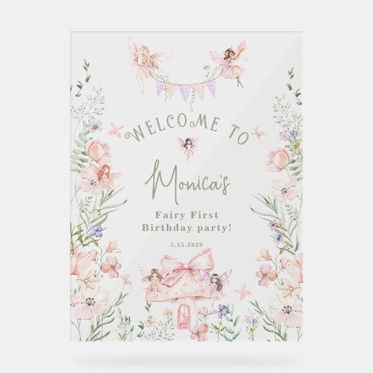 Whimsical garden Fairy First Birthday Welcome (Recto)