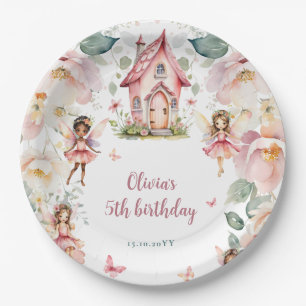 Whimsical Garden Fairy Tea Party Girls Verjaardag Papieren Bordje