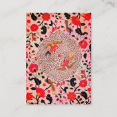 WHIMSICAL GARDEN FLOWERS AND BIRDS IN PINK Floral Visitekaartje (Achterkant)