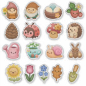 Whimsical Garden Friends Custom-Cut Vinyl Sticker (Devant)