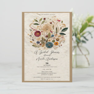 Whimsical Garden Geperste Bloemen Boheemse Bruidst Kaart