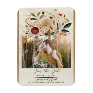 Whimsical Garden Geperste Bloemen Boheemse Bruilof Magneet