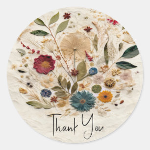 Whimsical Garden Geperste Bloemen Boheemse Bruilof Ronde Sticker