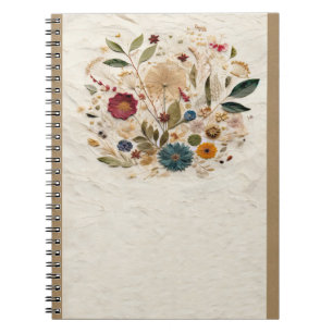 Whimsical Garden Geperste Bloemen Boheemse Notitieboek