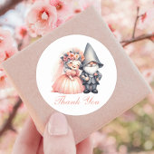 Whimsical Garden Gnome Rustieke bruiloft Bedankt Ronde Sticker