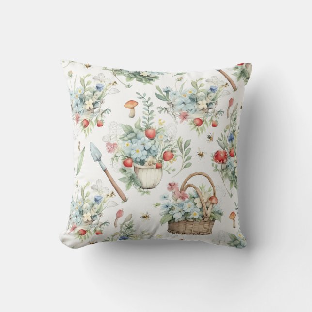 Whimsical Garden Harvest Bloemen Kussen (Voorkant)