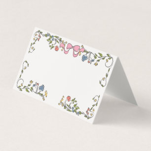 Whimsical Garden Party Doodle Floral Place Card Kaart