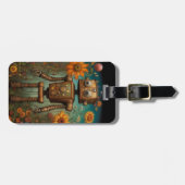Whimsical Garden Robot | Digitale kunst Bagagelabel (Voorkant horizontaal)