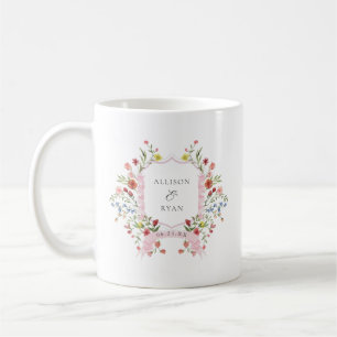 Whimsical Garden Wedding Crest Monogram Koffiemok