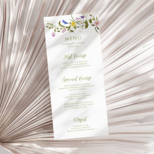 Whimsical Garden Wildflower Bruiloft Menu