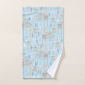 Whimsical Gardener Pattern op Blue Bad Handdoek (Handdoek)