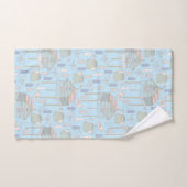 Whimsical Gardener Pattern op Blue Bad Handdoek (Handdoek)
