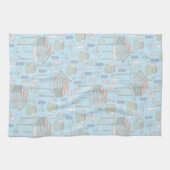 Whimsical Gardener Pattern op Blue Theedoek (Horizontaal)