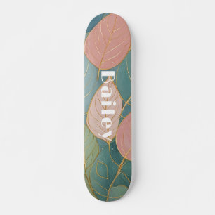Whimsical gebladerte: pastelbladeren skateboard