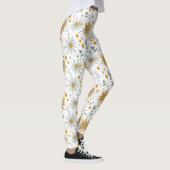 Whimsical Geel en Wit Bloempatroon Leggings (Rechts)