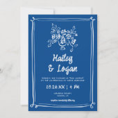 Whimsical Geïllustreerd Blauw Hand-getrokken Fun W Kaart (Voorkant)