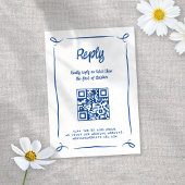 Whimsical Geïllustreerd Blauw Hand-getrokken Fun W RSVP Kaartje