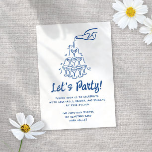 Whimsical Geïllustreerde Cocktails Huwelijksrecept Informatiekaartje