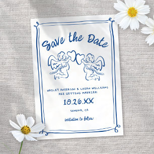 Whimsical Geïllustreerde Cupido Modern Leuke bruil Save The Date